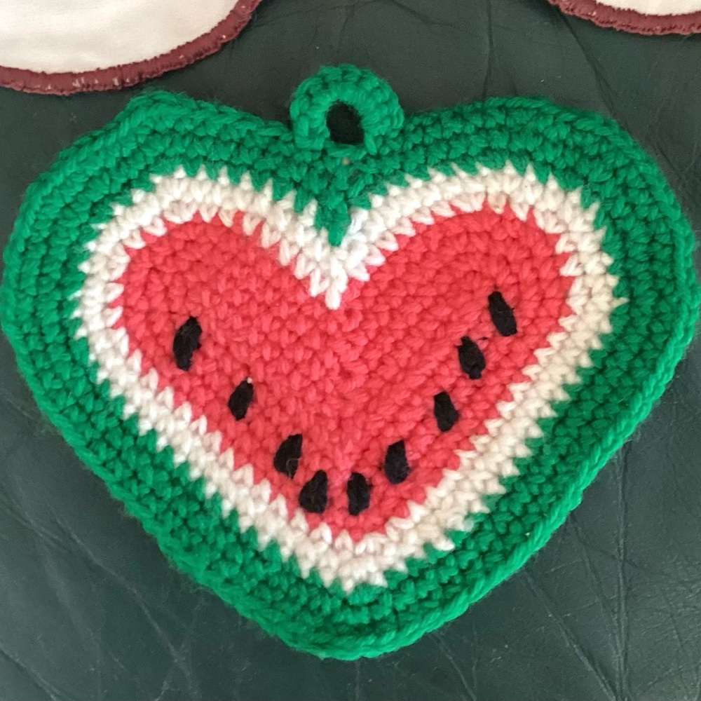 Whimsical WATERMELON 🍉 Crocheted Pot Holder VNPLVC